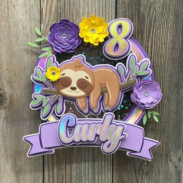 Sloth Cake Topper, Sloth Birthday Theme Cake Topper