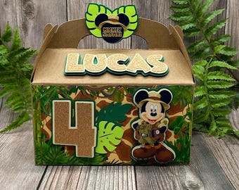 Mickey Mouse Safari Favor Boxes: Decorated Gable Boxes