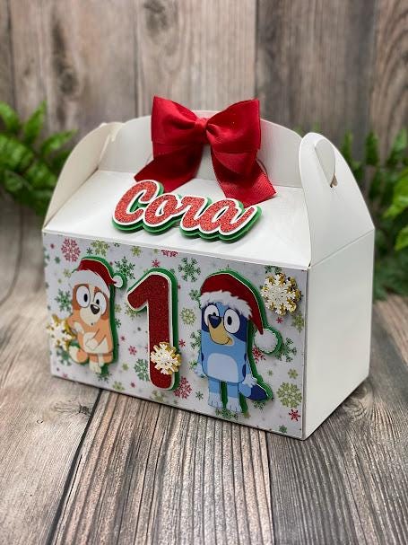 Christmas Blue Dog Favor Box