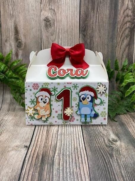 Christmas Blue Dog Favor Box