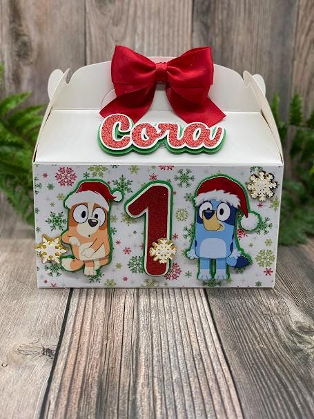 Christmas Blue Dog Favor Box