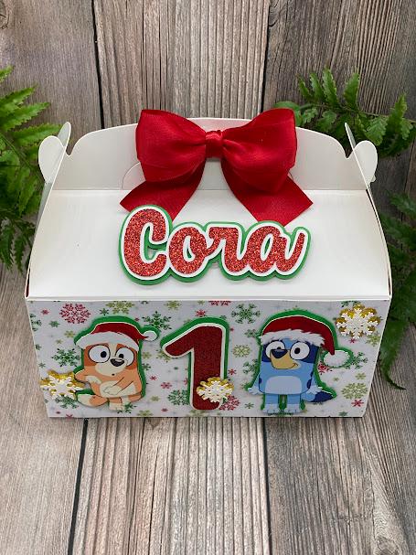 Christmas Blue Dog Favor Box
