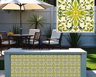 Azulejos florales para piscina de color verde lima: porcelana resistente a las heladas y a la línea de flotación