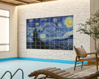 Van Gogh - Starry Night, Print on Mosaic