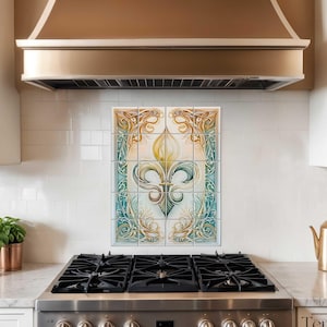 Fleur de lis keukenachterwandtegels, fleur de lis accenttegels voor klassiek keukendecor