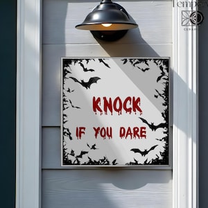 Plaque de porte d&#39;Halloween Frappez si vous osez : plaque personnalisée en céramique