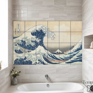 Welle vor Kanagawa von Hokusai Fliesenbild, japanisches Kunstwerk für Bad und Haus