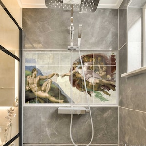 The Creation of Adam tiles mural by Michelangelo, Religious tile mural