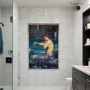 Waterhouse Mermaid Tile Mural: Custom Bathroom Decor