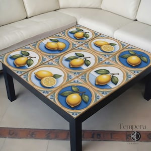 Mediterranean Lemon Tabletop Tiles: Custom Tile Renovation