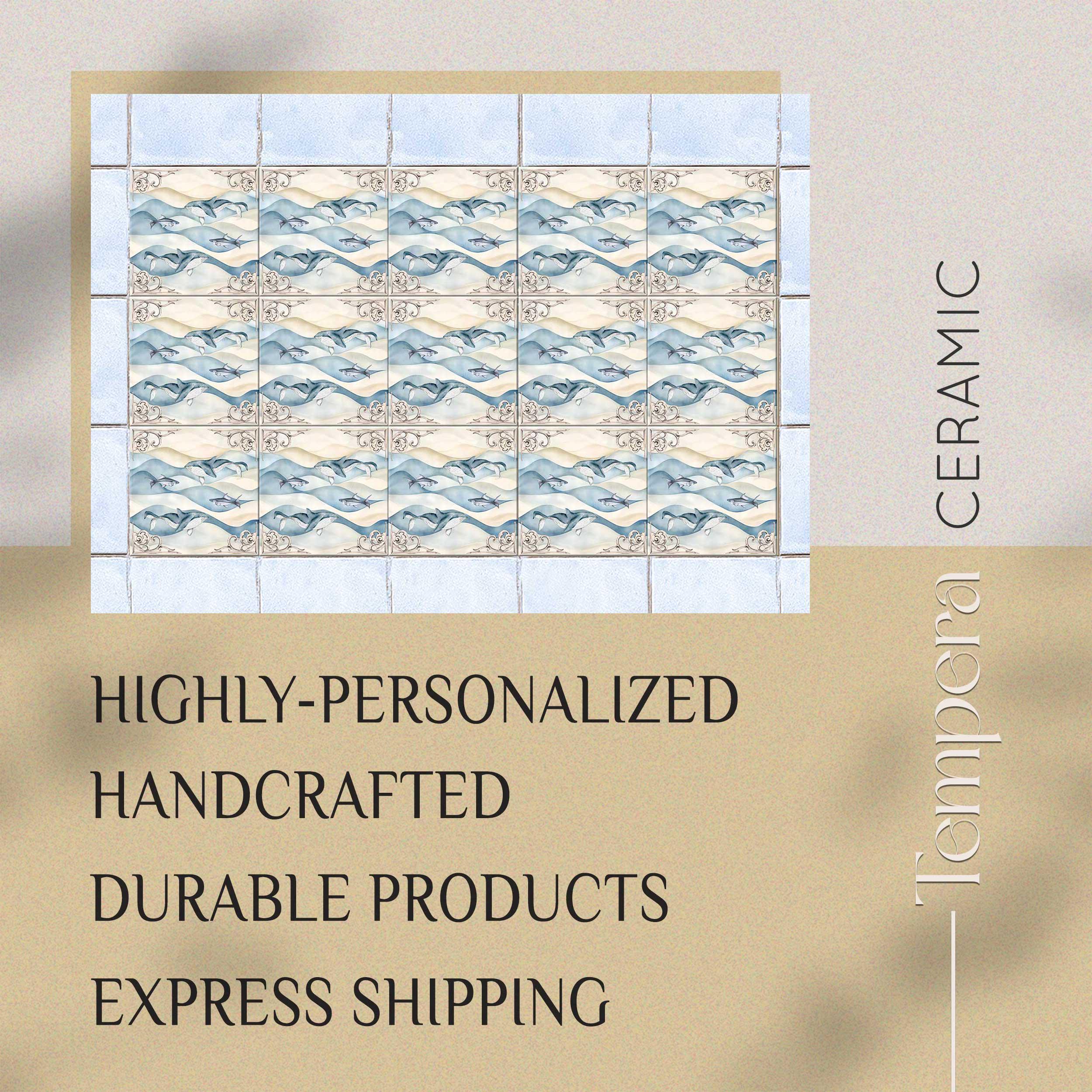Whale Pattern Pool Tiles: Nautical Mediterranean Style, Custom ...
