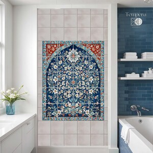 Arabic floral pattern tiles mural