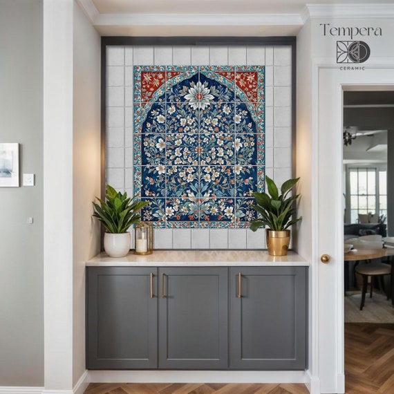 Arabic style tiles mural, Carpet backsplash made of tiles