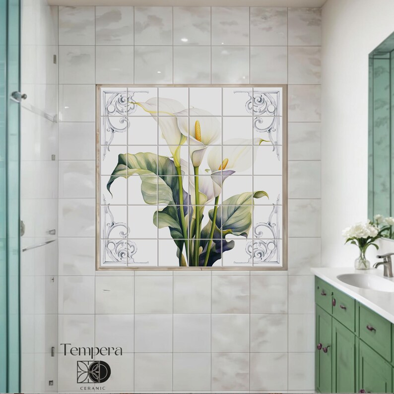 Calla Lily Ceramic Tile Mural for Bathroom Wall or Shower Niche - Etsy