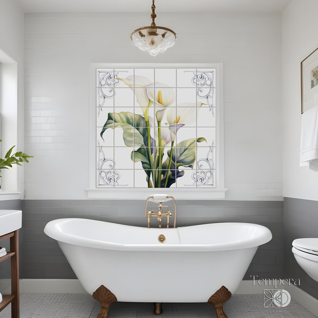 Calla Lily Shower Tiles Mural, Accent Tiles With Calla Flowers, Tiles ...