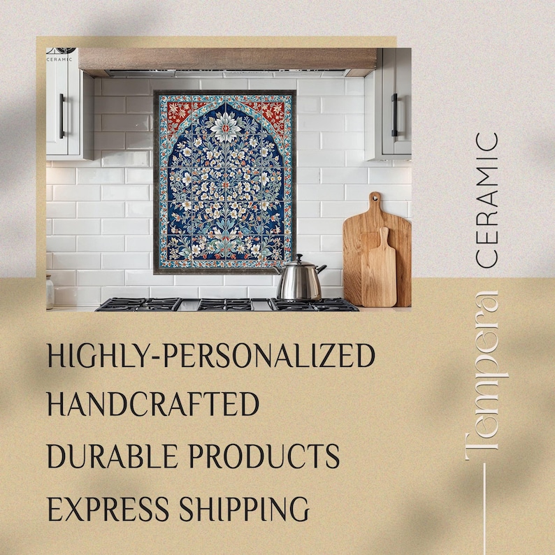 Arabic floral pattern tiles mural