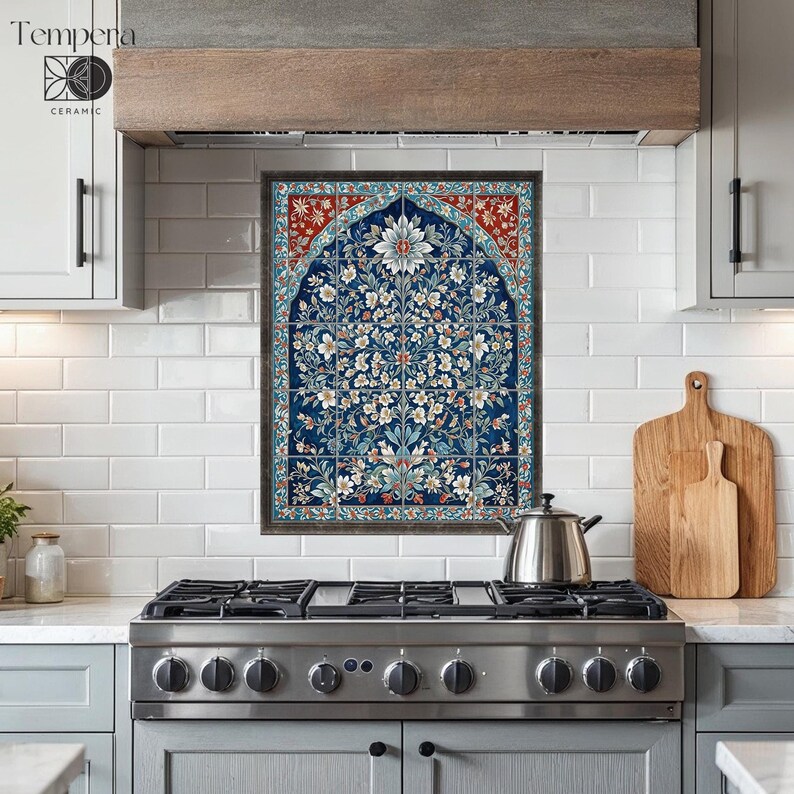 Arabic floral pattern tiles mural