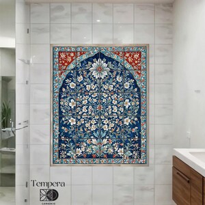 Arabic floral pattern tiles mural