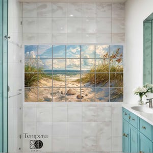 Muurschildering badkamertegels kust, landschapstegels oceaanthema