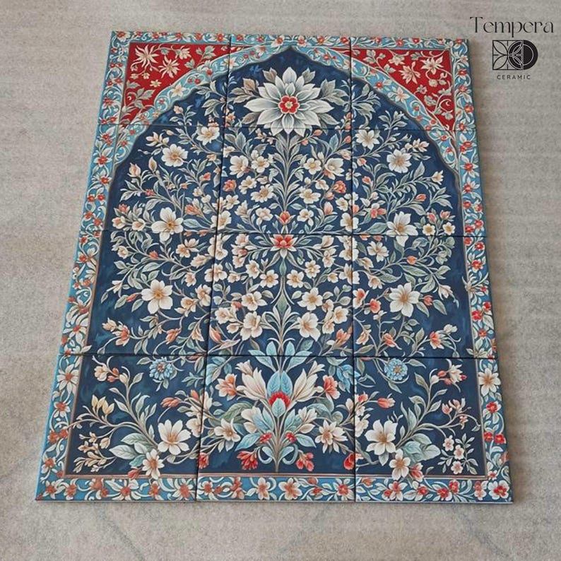 Arabic floral pattern tiles mural