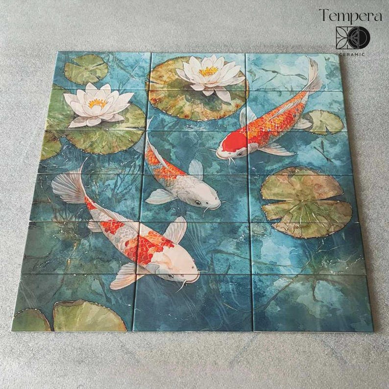 koi fish tiles mural