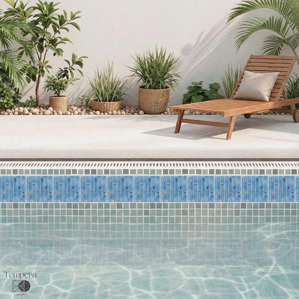 Modern Swimmers Pool Border Tile Ceramic Waterline Tile - Etsy