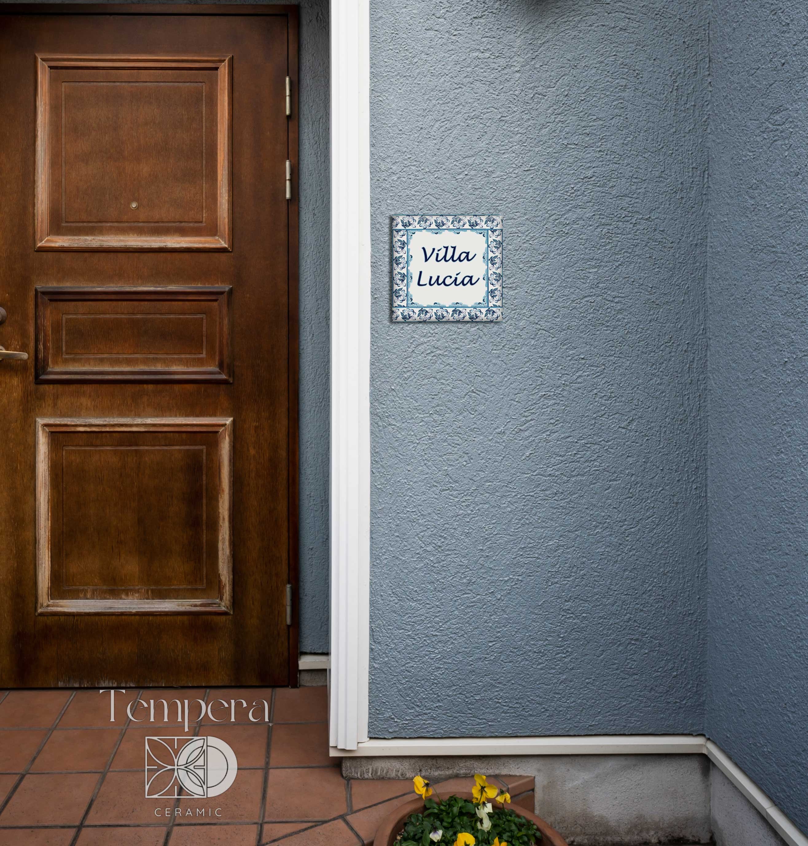 Navy Blue House Sign, Custom House Name Tile, House Name Tile, Villa ...