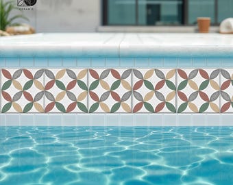 Azulejos de porcelana Petals para la línea de flotación de la piscina: borde decorativo de 6x6