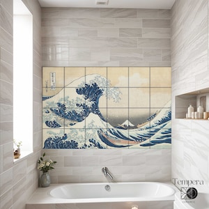 The Great Wave off Kanagawa by Hokusai tiles mural, Customized tiles mural