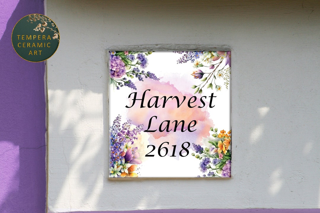 Spring Flower Address Plaque, Custom Ceramic Tile With an Address - Etsy