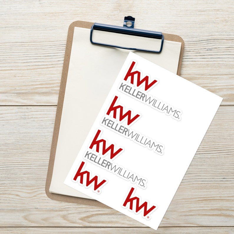 Keller Williams Realty Sticker, bubble-free stickers, realtor stickers, KW brokerage stickers, KW real estate marketing, laptop