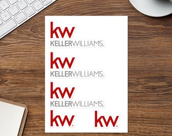 Keller Williams Realty Sticker, bubble-free stickers, realtor stickers, KW brokerage stickers, KW real estate marketing, laptop