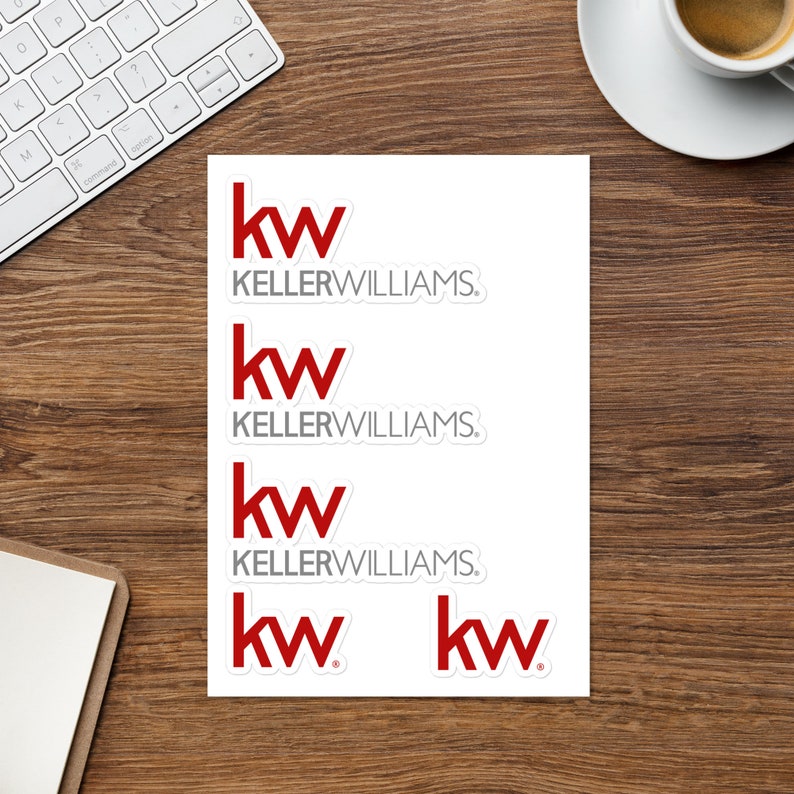 Keller Williams Realty Sticker, bubble-free stickers, realtor stickers, KW brokerage stickers, KW real estate marketing, laptop