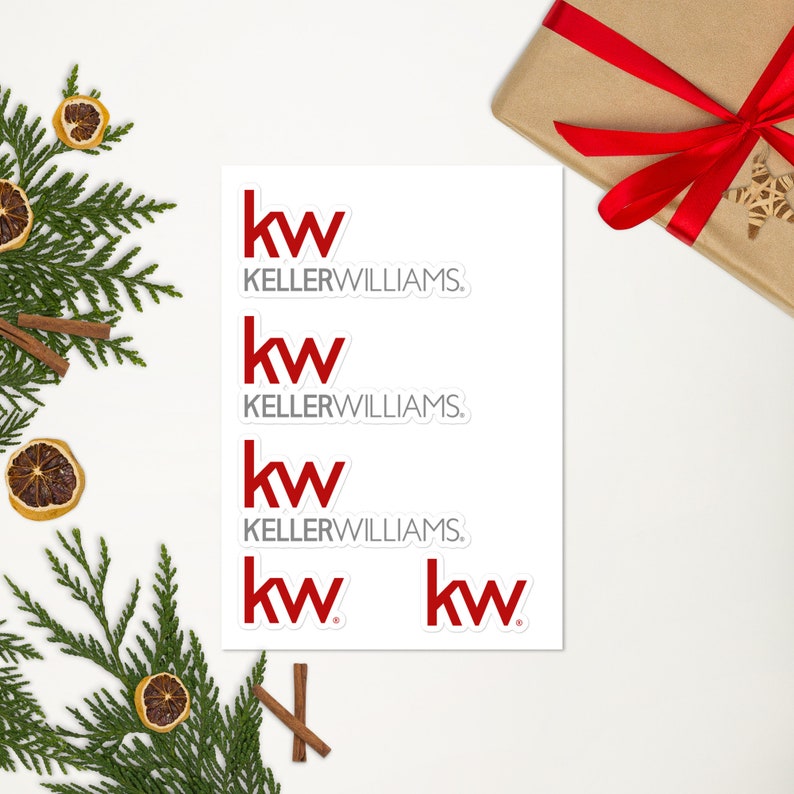 Keller Williams Realty Sticker, bubble-free stickers, realtor stickers, KW brokerage stickers, KW real estate marketing, laptop