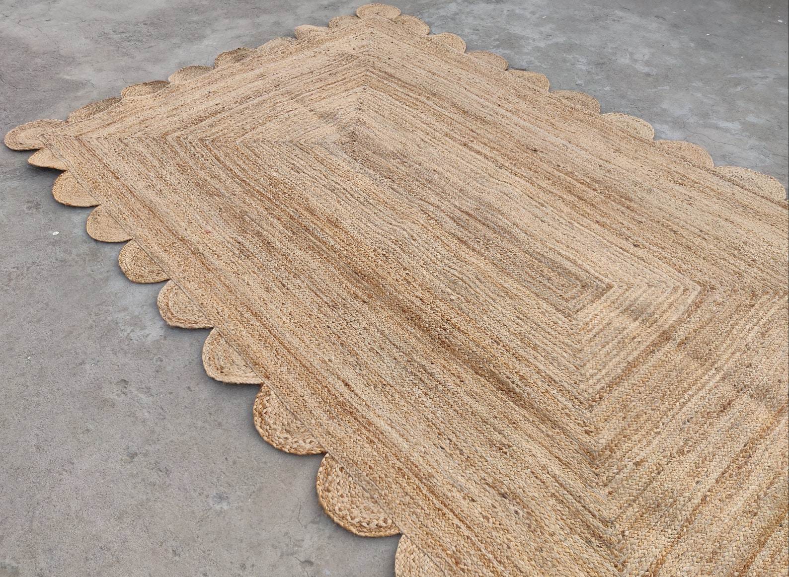 Jute Scalloped Rugs 6x9 Feet Living Room Area Natural Jute Etsy UK