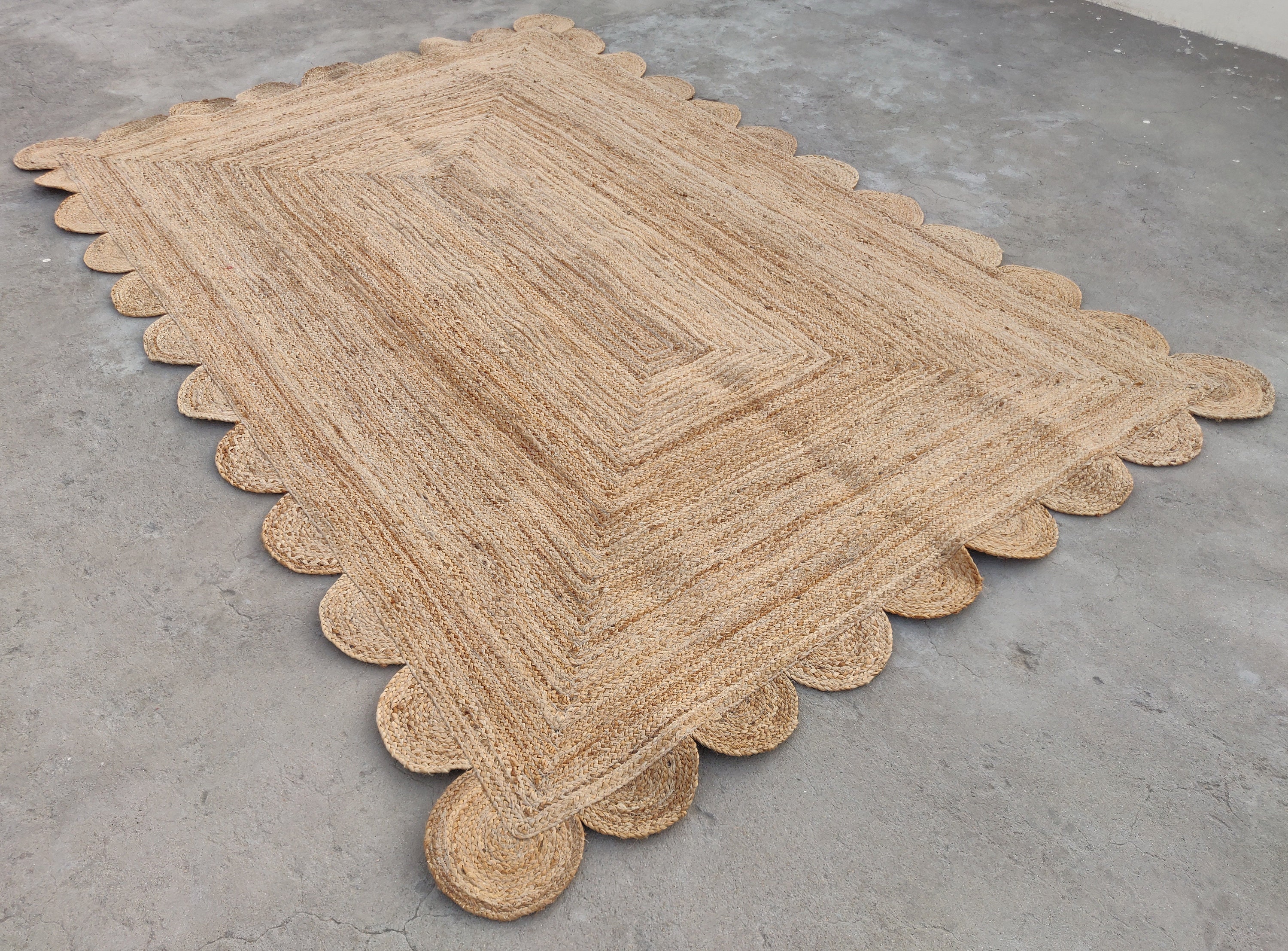 Jute Scalloped Rugs 6x9 Feet Living Room Area Natural Jute Etsy UK