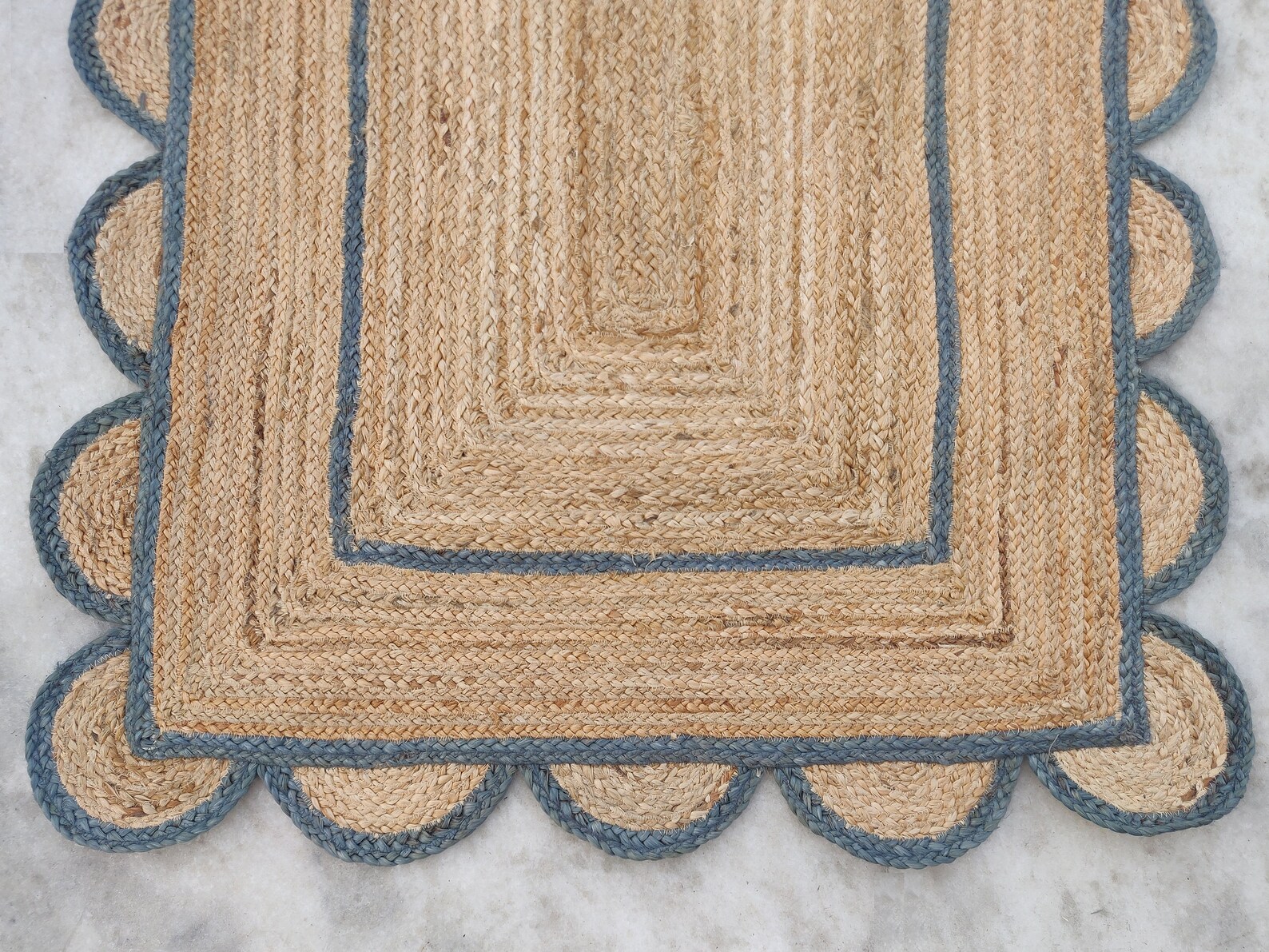 Jute Scalloped Rugs 3x5 Feet Living Room Area Rug Natural Etsy