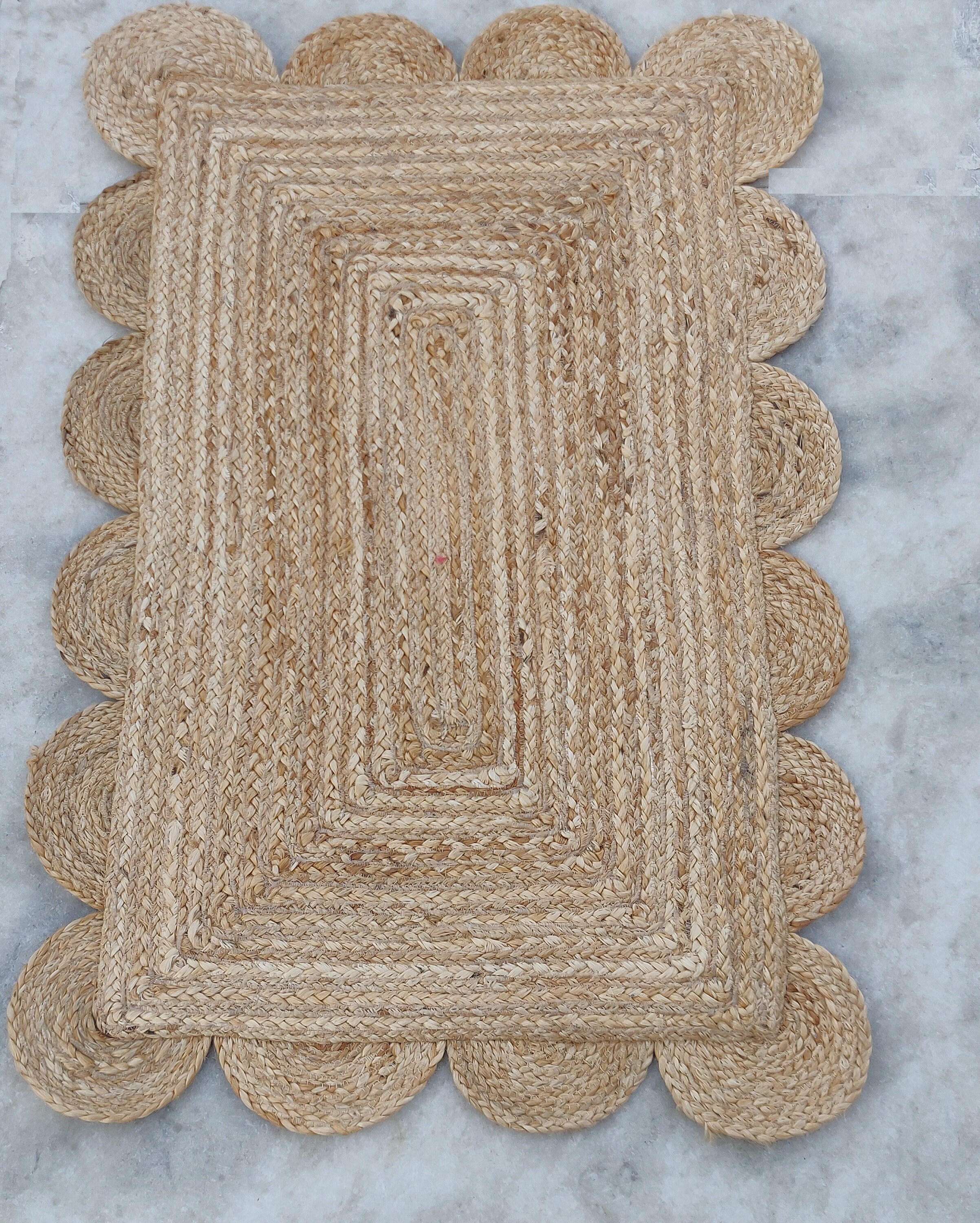 Jute Scalloped Rugs 2x3 Feet Living Room Area Rugblue Etsy UK