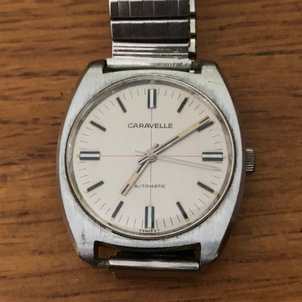 Caravelle ( Bulova) Automatic Analogue watch with Fixoflex wrist band  made Circa 1970s including new gift box