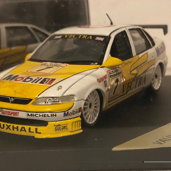 Onyx Models - Vauxhall Vectra BTCC - driver Thompson in display case - approx scale 1-43 -issued 1996