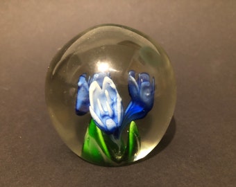 Beautiful conical blue bell paperweight , superbly detailed , no makers mark found