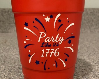 Fourth of July Reusable Party Cup with personalizing option