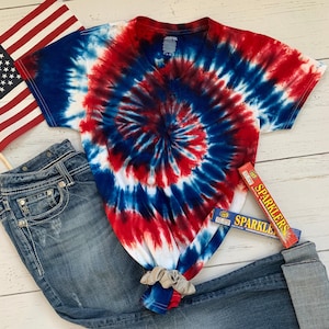 4th of July, Red, White, and Blue Tie Dye Shirt