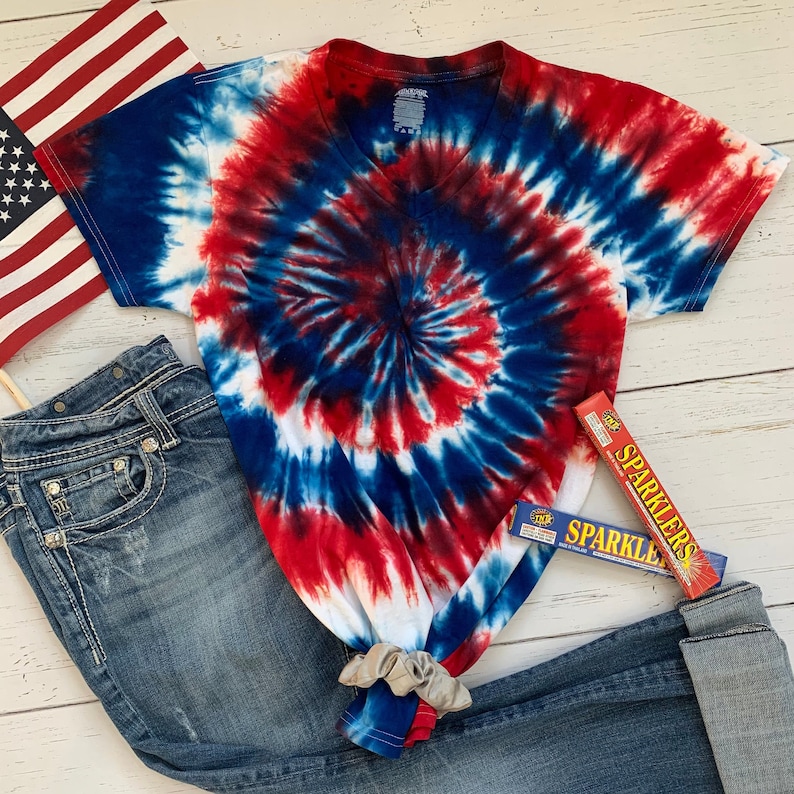 4th of July, Red, White, and Blue Tie Dye Shirt image 1
