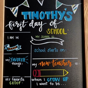 Custom Hand Lettered Back to School Sign | First Day of School | Blank Chalkboard | Back to School Photo