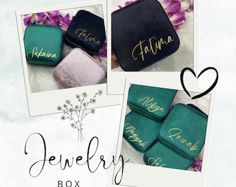 Velvet Jewelry box, Customized Jewelry box, Travel Jewelry box, Bridesmaid gift, Wedding favors, Jewelry Case,  Jewelry Organizer