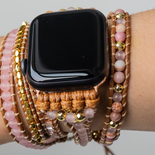 Rose Quartz Apple Watch Strap Unique Wrap Bracelet Stone Etsy