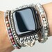 Sea Sediment Stone Apple Watch Band Wrap Bracelet Gemstone Smart Watch Band Straps Beaded Bracelet Crystal Stone Bracelet Gift for Her 