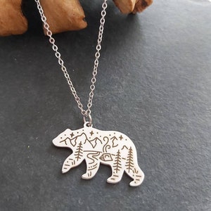 Polar bear necklace, unusual necklace, bear pendant, stainless steel, unusual gift, mothers day, birthday gift, gold necklace, silver