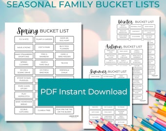 Seasonal Family Activity Bucket List Bundle- Printables for Spring, Summer, Fall, and Winter, PLUS bonus Christmas Bucket List